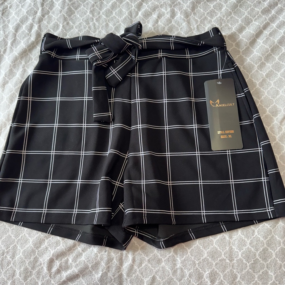 Urban Planet Black and White Grid High Waist Shorts